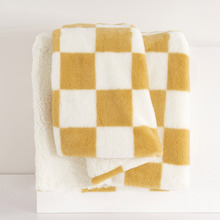 Checkered Plush Faux Fur Throw